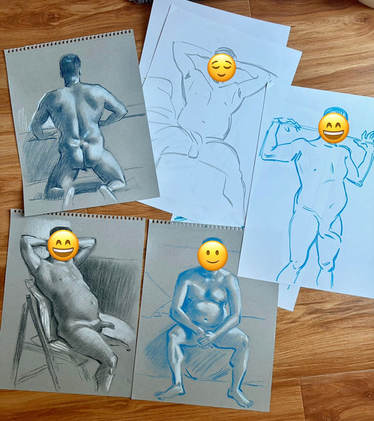 Drawing a naked stranger